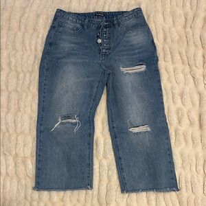 Distressed Blue Cropped Jeans PETITE medium NEW never worn